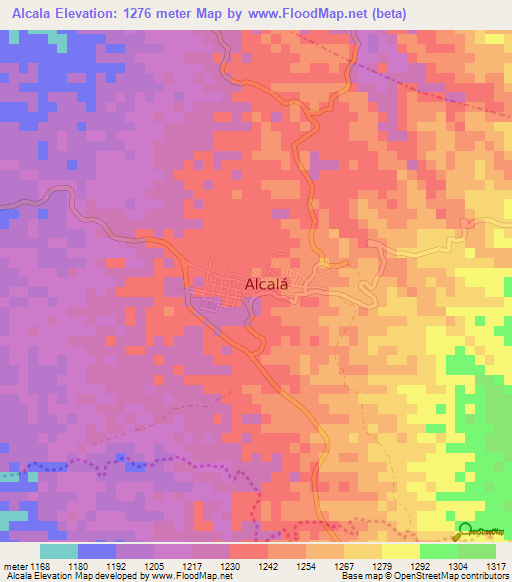 Alcala,Colombia Elevation Map