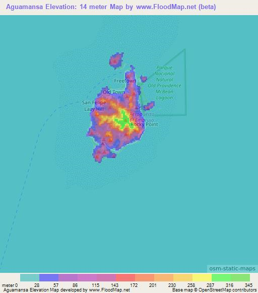 Aguamansa,Colombia Elevation Map