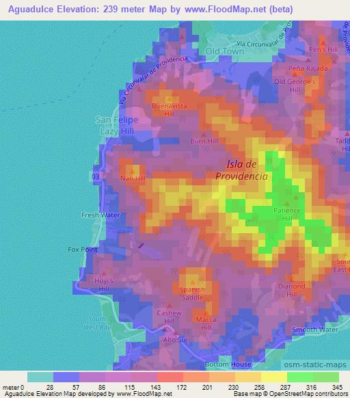 Aguadulce,Colombia Elevation Map