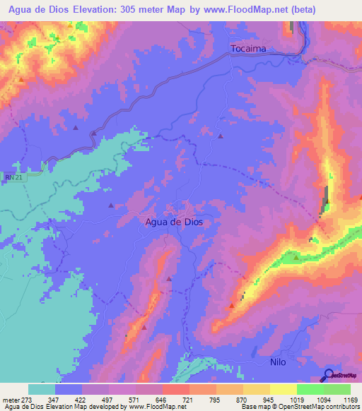 Agua de Dios,Colombia Elevation Map