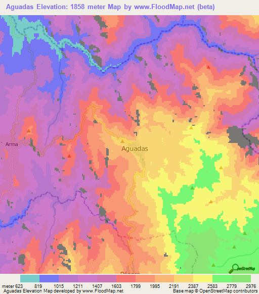 Aguadas,Colombia Elevation Map