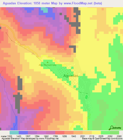 Aguadas,Colombia Elevation Map