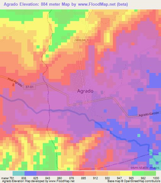 Agrado,Colombia Elevation Map