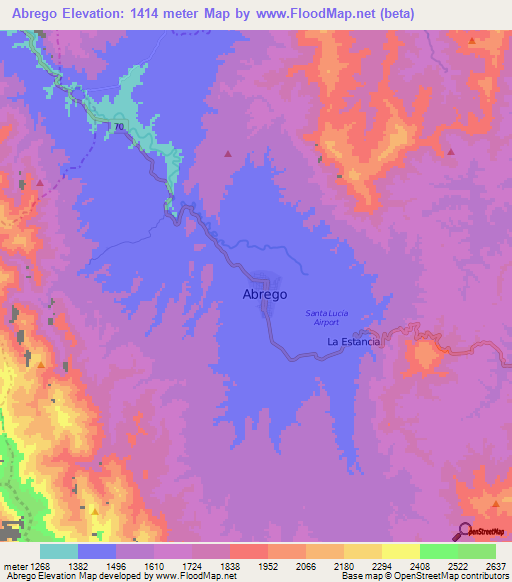 Abrego,Colombia Elevation Map