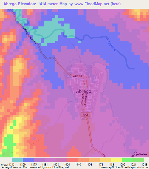 Abrego,Colombia Elevation Map