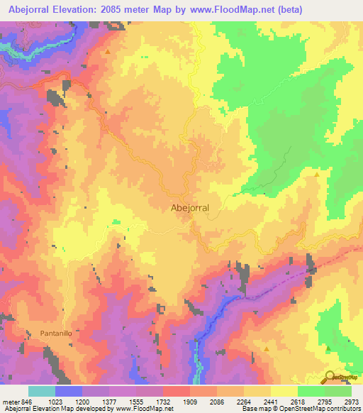 Abejorral,Colombia Elevation Map