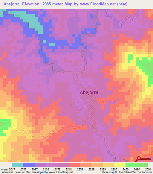 Abejorral,Colombia Elevation Map