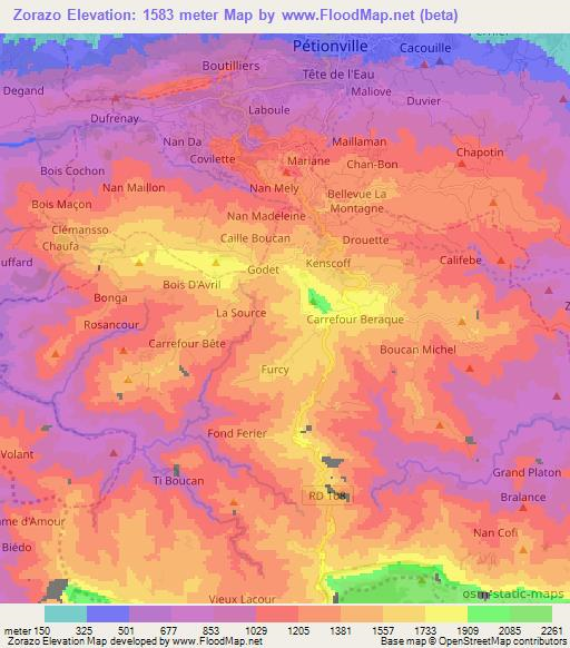 Zorazo,Haiti Elevation Map