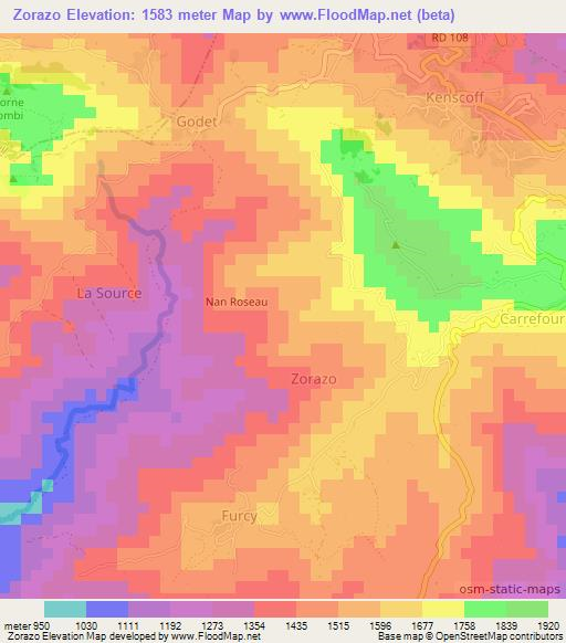 Zorazo,Haiti Elevation Map