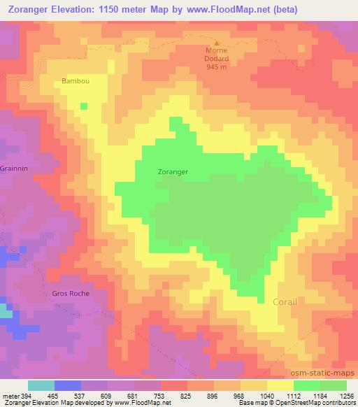 Zoranger,Haiti Elevation Map