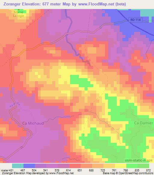 Zoranger,Haiti Elevation Map