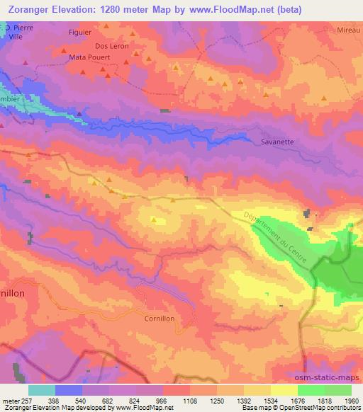 Zoranger,Haiti Elevation Map