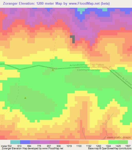 Zoranger,Haiti Elevation Map