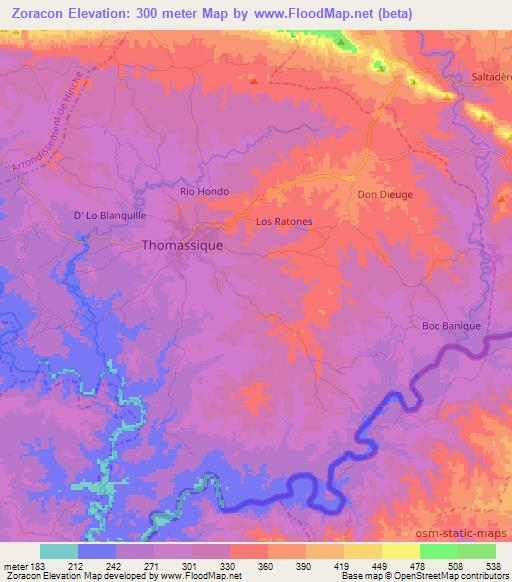 Zoracon,Haiti Elevation Map