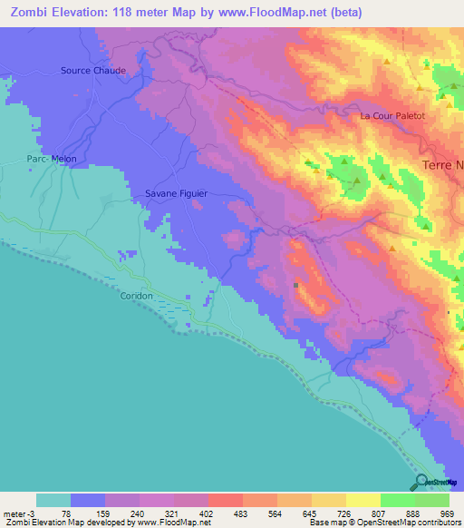 Zombi,Haiti Elevation Map