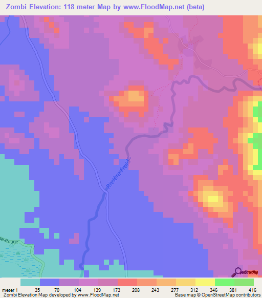 Zombi,Haiti Elevation Map