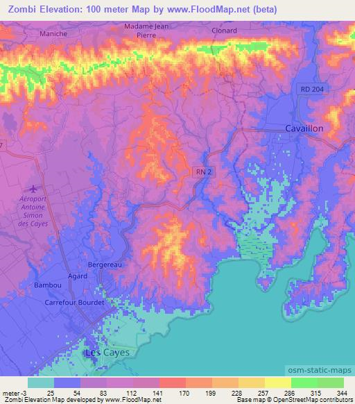 Zombi,Haiti Elevation Map