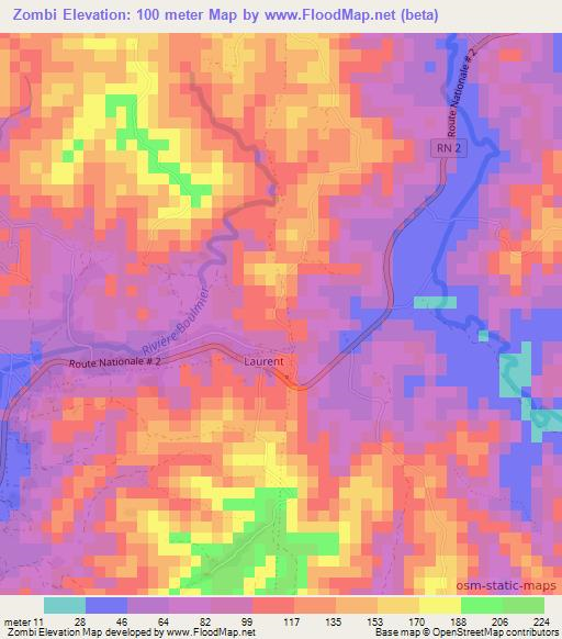 Zombi,Haiti Elevation Map