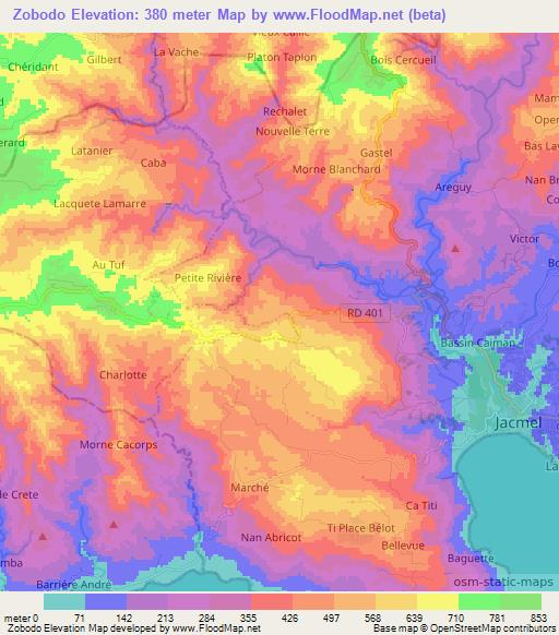 Zobodo,Haiti Elevation Map