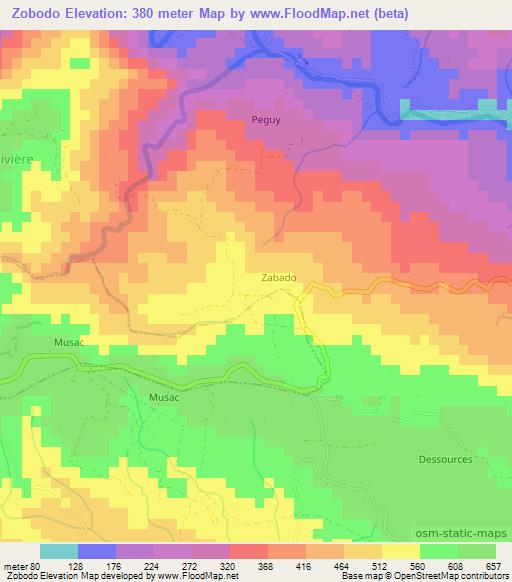 Zobodo,Haiti Elevation Map