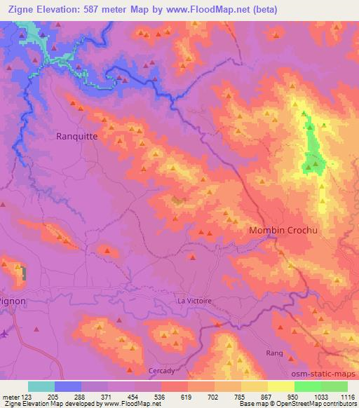 Zigne,Haiti Elevation Map