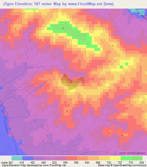 Zigne,Haiti Elevation Map