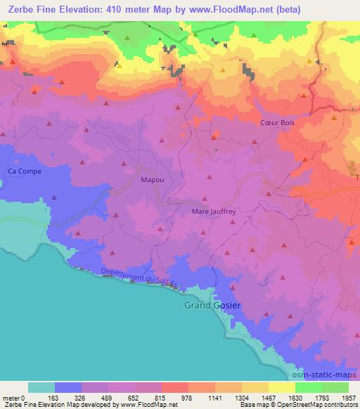 Zerbe Fine,Haiti Elevation Map