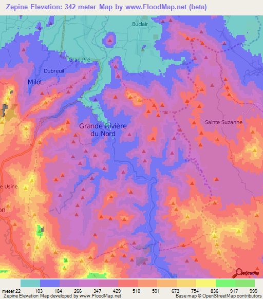 Zepine,Haiti Elevation Map