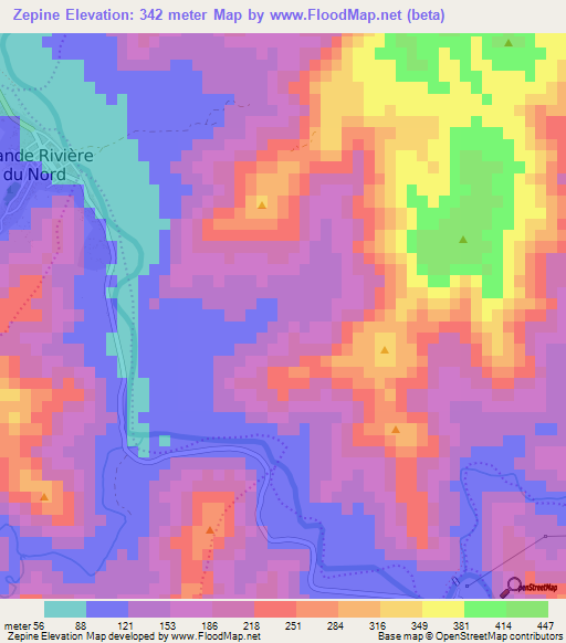 Zepine,Haiti Elevation Map