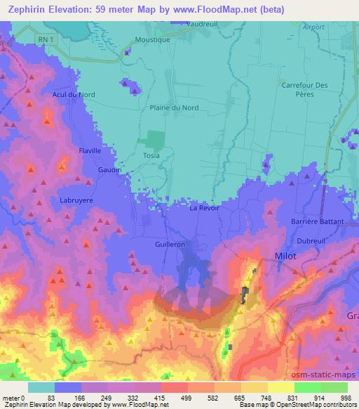 Zephirin,Haiti Elevation Map