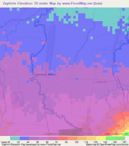 Zephirin,Haiti Elevation Map