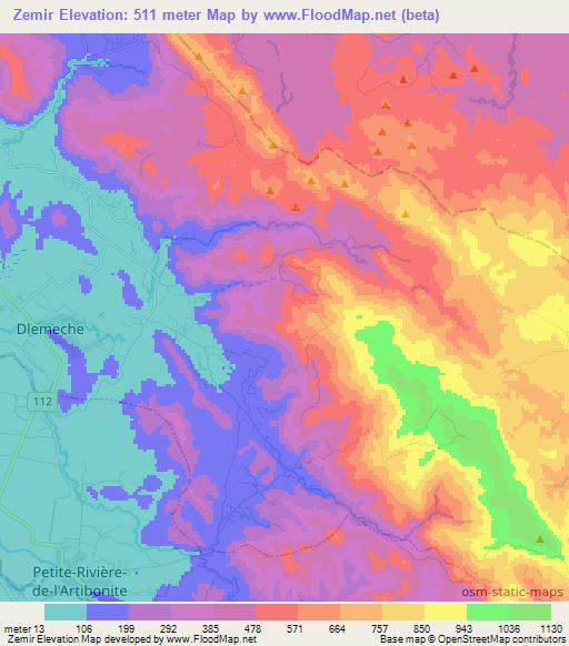 Zemir,Haiti Elevation Map