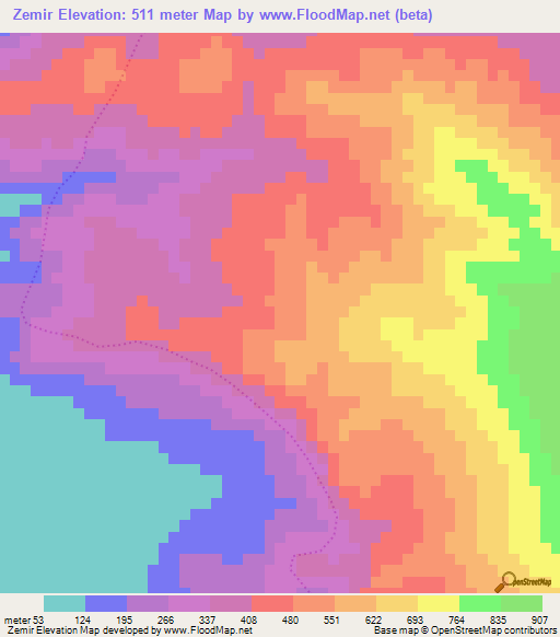 Zemir,Haiti Elevation Map