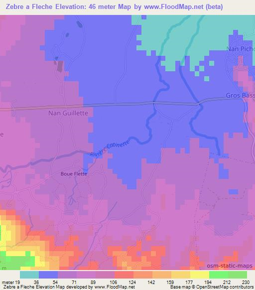 Zebre a Fleche,Haiti Elevation Map