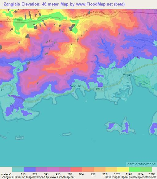 Zanglais,Haiti Elevation Map