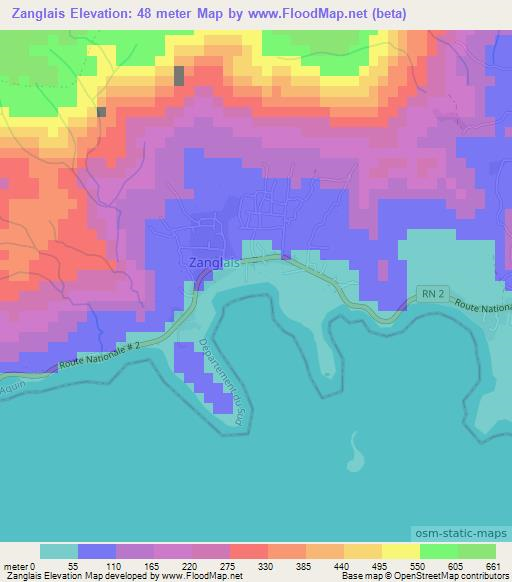 Zanglais,Haiti Elevation Map