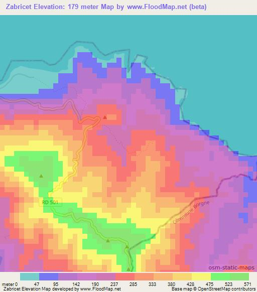 Zabricet,Haiti Elevation Map