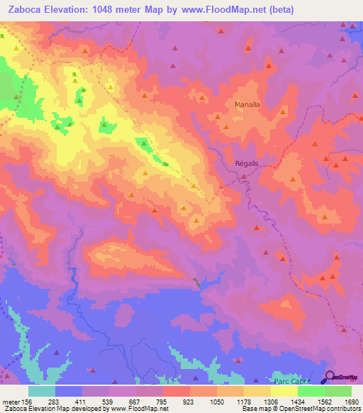 Zaboca,Haiti Elevation Map