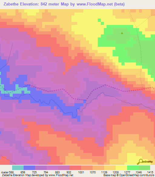 Zabethe,Haiti Elevation Map