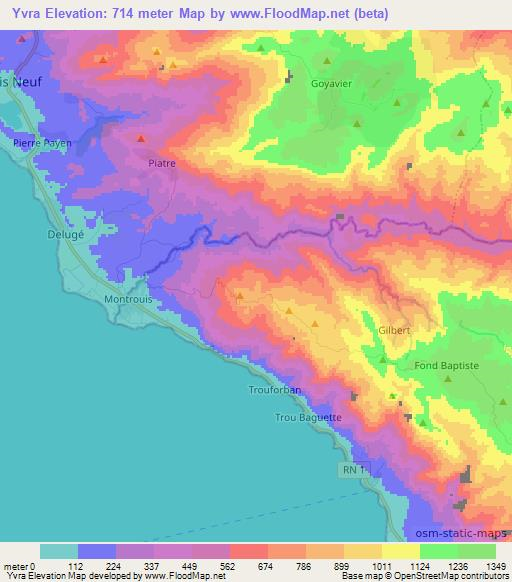 Yvra,Haiti Elevation Map