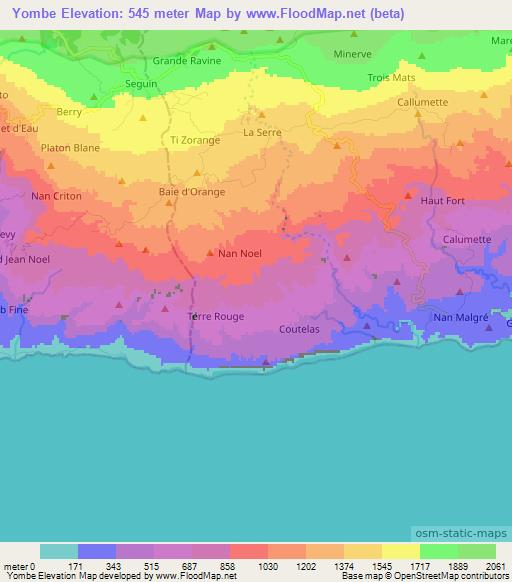 Yombe,Haiti Elevation Map