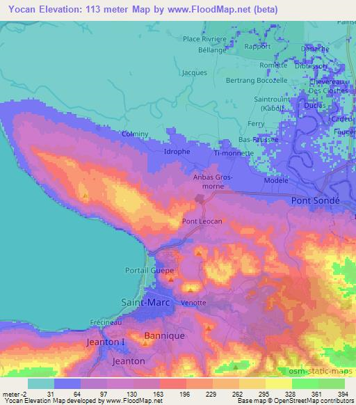 Yocan,Haiti Elevation Map