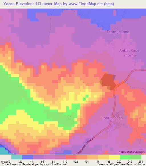 Yocan,Haiti Elevation Map