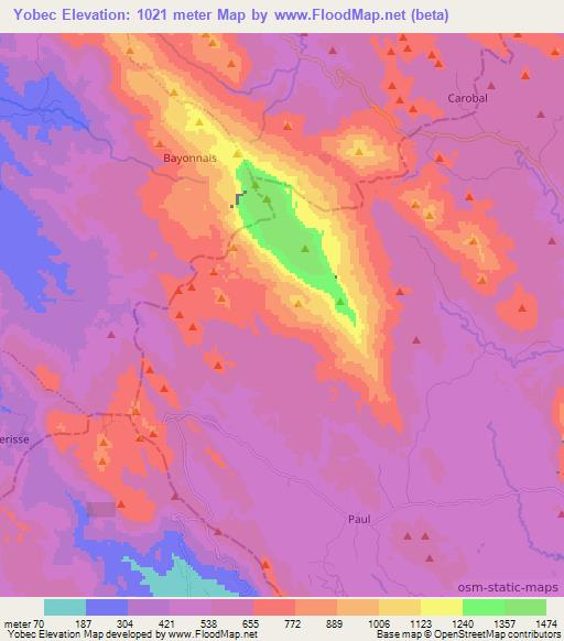 Yobec,Haiti Elevation Map