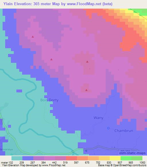 Ylain,Haiti Elevation Map