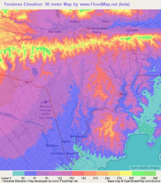 Yersieres,Haiti Elevation Map