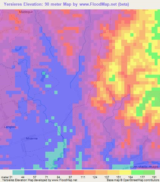 Yersieres,Haiti Elevation Map