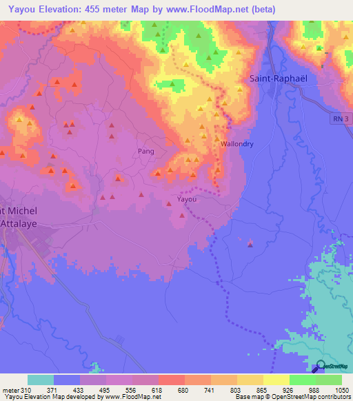 Yayou,Haiti Elevation Map