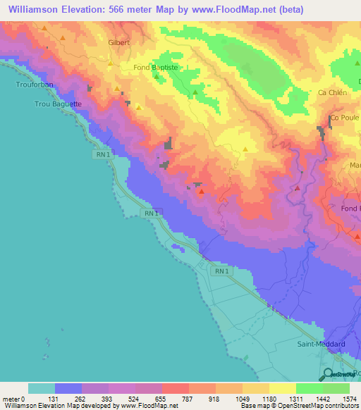 Williamson,Haiti Elevation Map