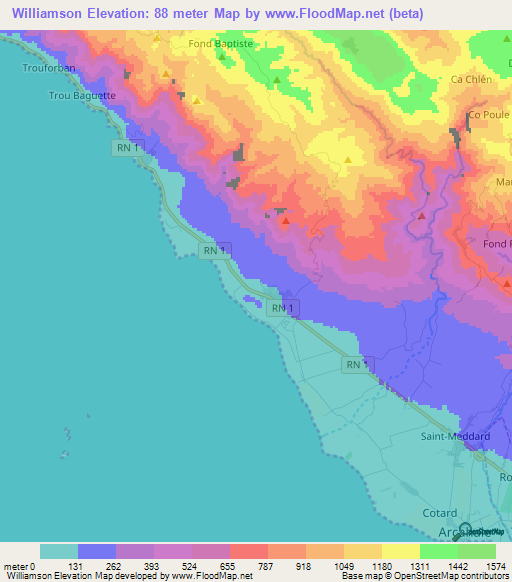 Williamson,Haiti Elevation Map